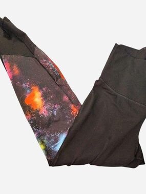 Old Navy Black Leggings with Colorful Galaxy Side Panel